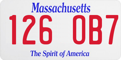 MA license plate 126OB7