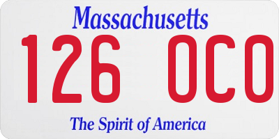 MA license plate 126OC0