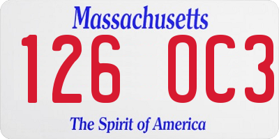 MA license plate 126OC3