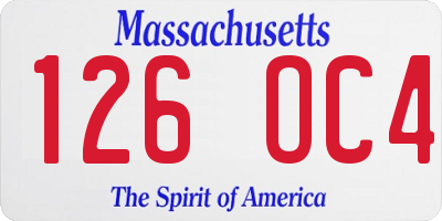 MA license plate 126OC4
