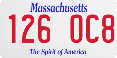 MA license plate 126OC8