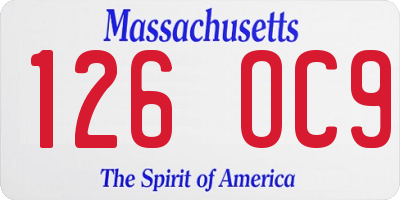 MA license plate 126OC9