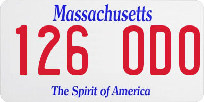 MA license plate 126OD0