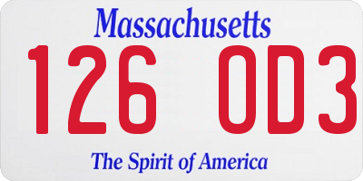 MA license plate 126OD3