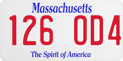 MA license plate 126OD4
