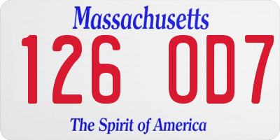 MA license plate 126OD7