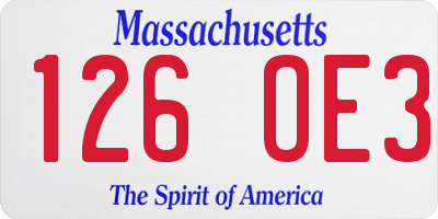 MA license plate 126OE3