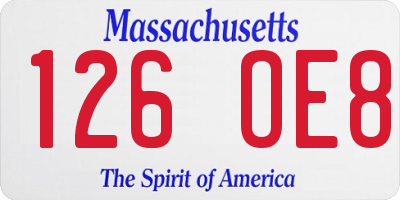 MA license plate 126OE8