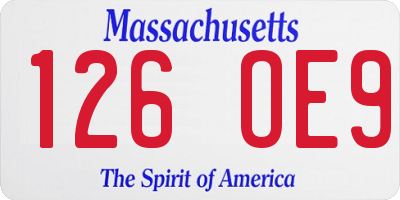 MA license plate 126OE9