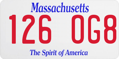 MA license plate 126OG8