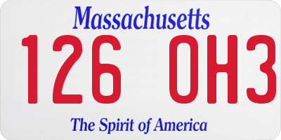 MA license plate 126OH3