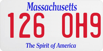 MA license plate 126OH9