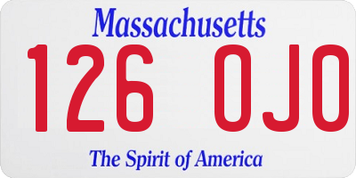 MA license plate 126OJ0