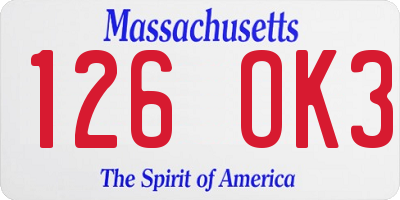 MA license plate 126OK3