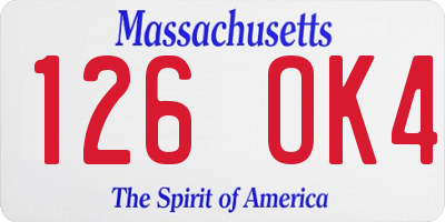MA license plate 126OK4