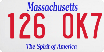 MA license plate 126OK7