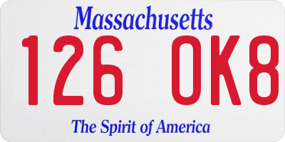 MA license plate 126OK8