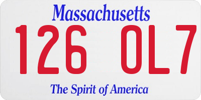 MA license plate 126OL7