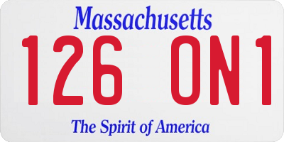 MA license plate 126ON1