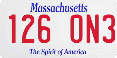 MA license plate 126ON3