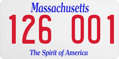 MA license plate 126OO1