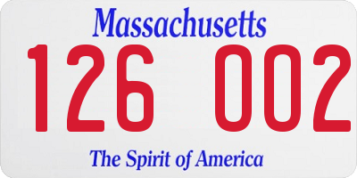 MA license plate 126OO2
