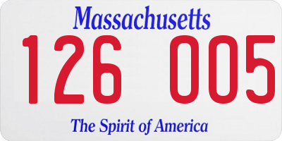 MA license plate 126OO5