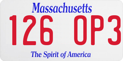 MA license plate 126OP3
