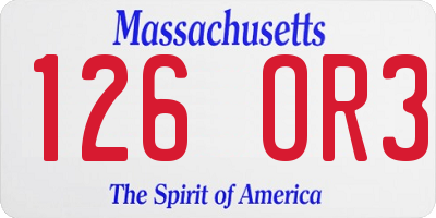 MA license plate 126OR3