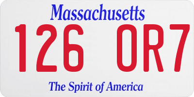 MA license plate 126OR7