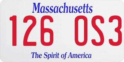 MA license plate 126OS3