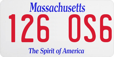 MA license plate 126OS6
