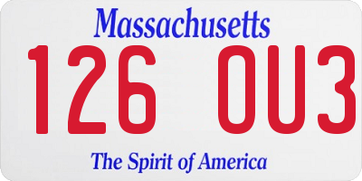 MA license plate 126OU3
