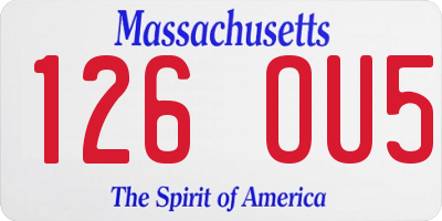 MA license plate 126OU5
