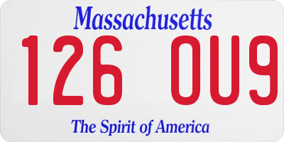 MA license plate 126OU9