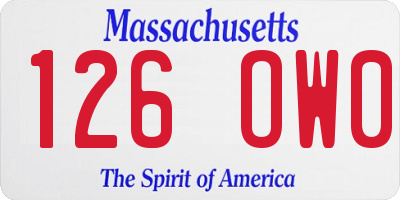 MA license plate 126OW0