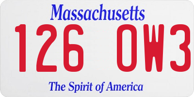 MA license plate 126OW3