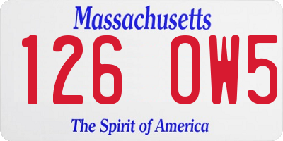 MA license plate 126OW5