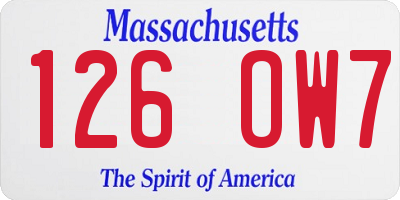MA license plate 126OW7