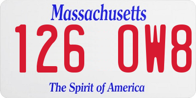 MA license plate 126OW8