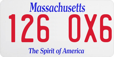MA license plate 126OX6