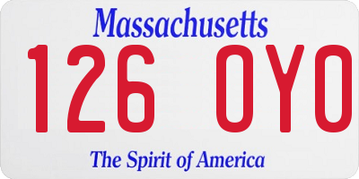 MA license plate 126OY0
