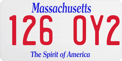 MA license plate 126OY2