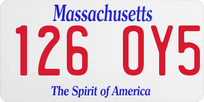 MA license plate 126OY5