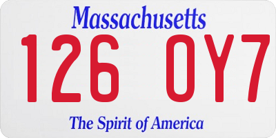 MA license plate 126OY7
