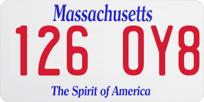 MA license plate 126OY8