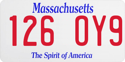 MA license plate 126OY9