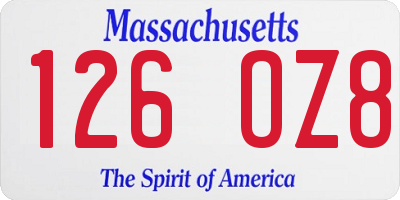 MA license plate 126OZ8