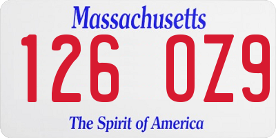 MA license plate 126OZ9