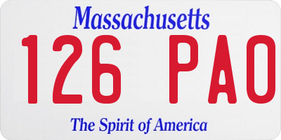 MA license plate 126PA0